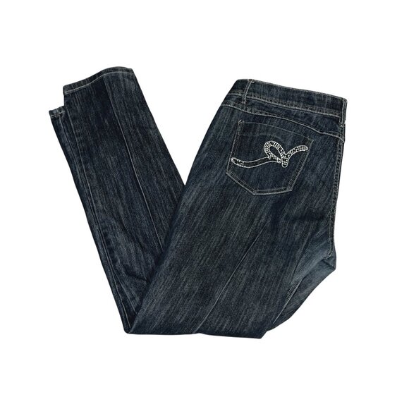 Rocawear Womens Size 13 Hannah Skinny Leg Jeans Dark Wash Embroidered Back Pocke - Picture 1 of 6